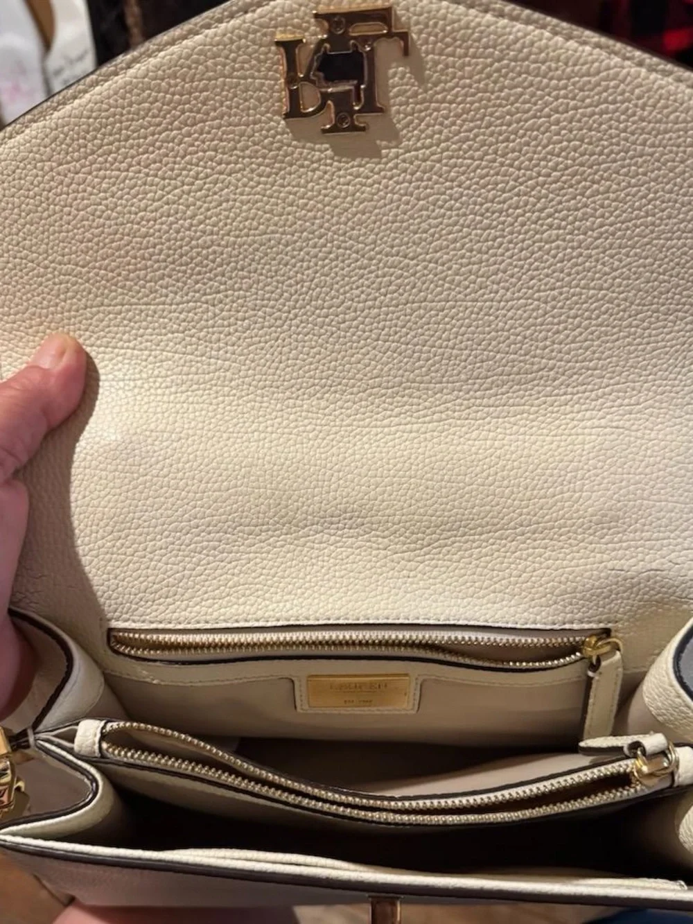 Lauren Ralph Lauren Cream Satchel Crossbody with Gold Hardware
